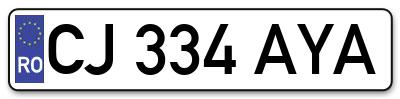 Placuta inmatriculare numar auto  CJ-334-AYA, CJ 334 AYA, CJ334AYA