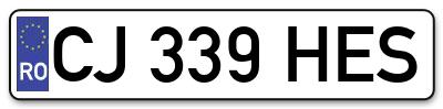 Placuta inmatriculare numar auto  CJ-339-HES, CJ 339 HES, CJ339HES