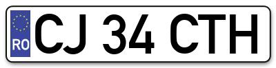 Placuta inmatriculare numar auto  CJ-34-CTH, CJ 34 CTH, CJ34CTH