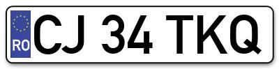 Placuta inmatriculare numar auto  CJ-34-TKQ, CJ 34 TKQ, CJ34TKQ