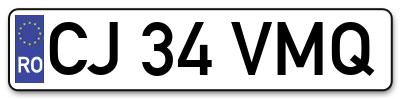 Placuta inmatriculare numar auto  CJ-34-VMQ, CJ 34 VMQ, CJ34VMQ