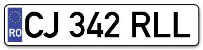 Placuta inmatriculare numar auto  CJ-342-RLL, CJ 342 RLL, CJ342RLL