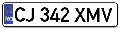 Placuta inmatriculare numar auto  CJ-342-XMV, CJ 342 XMV, CJ342XMV