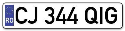 Placuta inmatriculare numar auto  CJ-344-QIG, CJ 344 QIG, CJ344QIG