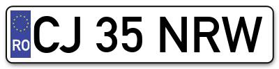 Placuta inmatriculare numar auto  CJ-35-NRW, CJ 35 NRW, CJ35NRW