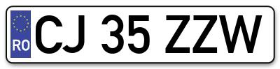 Placuta inmatriculare numar auto  CJ-35-ZZW, CJ 35 ZZW, CJ35ZZW