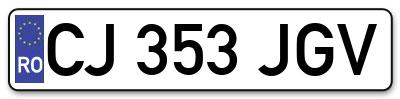 Placuta inmatriculare numar auto  CJ-353-JGV, CJ 353 JGV, CJ353JGV