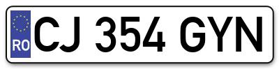 Placuta inmatriculare numar auto  CJ-354-GYN, CJ 354 GYN, CJ354GYN