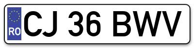 Placuta inmatriculare numar auto  CJ-36-BWV, CJ 36 BWV, CJ36BWV