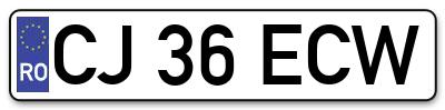 Placuta inmatriculare numar auto  CJ-36-ECW, CJ 36 ECW, CJ36ECW