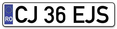 Placuta inmatriculare numar auto  CJ-36-EJS, CJ 36 EJS, CJ36EJS