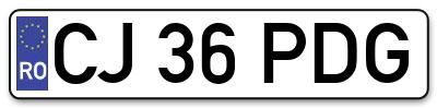 Placuta inmatriculare numar auto  CJ-36-PDG, CJ 36 PDG, CJ36PDG
