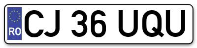 Placuta inmatriculare numar auto  CJ-36-UQU, CJ 36 UQU, CJ36UQU