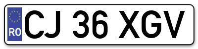 Placuta inmatriculare numar auto  CJ-36-XGV, CJ 36 XGV, CJ36XGV