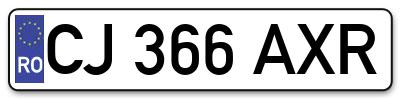 Placuta inmatriculare numar auto  CJ-366-AXR, CJ 366 AXR, CJ366AXR