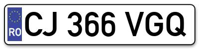 Placuta inmatriculare numar auto  CJ-366-VGQ, CJ 366 VGQ, CJ366VGQ