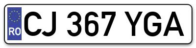 Placuta inmatriculare numar auto  CJ-367-YGA, CJ 367 YGA, CJ367YGA
