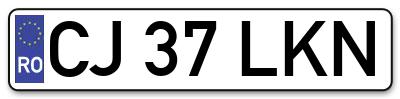 Placuta inmatriculare numar auto  CJ-37-LKN, CJ 37 LKN, CJ37LKN