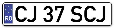 Placuta inmatriculare numar auto  CJ-37-SCJ, CJ 37 SCJ, CJ37SCJ