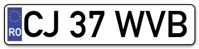 Placuta inmatriculare numar auto  CJ-37-WVB, CJ 37 WVB, CJ37WVB