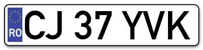 Placuta inmatriculare numar auto  CJ-37-YVK, CJ 37 YVK, CJ37YVK