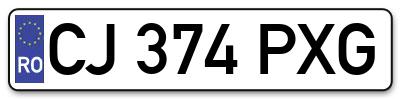 Placuta inmatriculare numar auto  CJ-374-PXG, CJ 374 PXG, CJ374PXG