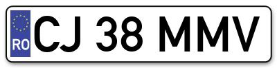 Placuta inmatriculare numar auto  CJ-38-MMV, CJ 38 MMV, CJ38MMV