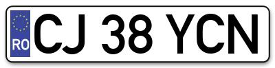 Placuta inmatriculare numar auto  CJ-38-YCN, CJ 38 YCN, CJ38YCN