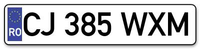 Placuta inmatriculare numar auto  CJ-385-WXM, CJ 385 WXM, CJ385WXM