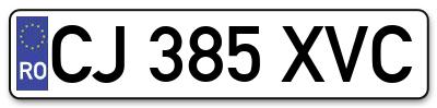 Placuta inmatriculare numar auto  CJ-385-XVC, CJ 385 XVC, CJ385XVC