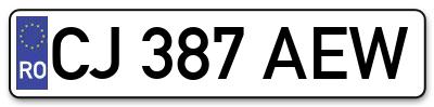 Placuta inmatriculare numar auto  CJ-387-AEW, CJ 387 AEW, CJ387AEW