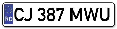 Placuta inmatriculare numar auto  CJ-387-MWU, CJ 387 MWU, CJ387MWU