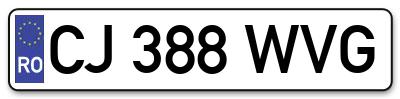 Placuta inmatriculare numar auto  CJ-388-WVG, CJ 388 WVG, CJ388WVG
