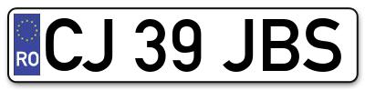 Placuta inmatriculare numar auto  CJ-39-JBS, CJ 39 JBS, CJ39JBS
