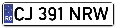 Placuta inmatriculare numar auto  CJ-391-NRW, CJ 391 NRW, CJ391NRW