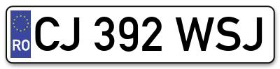 Placuta inmatriculare numar auto  CJ-392-WSJ, CJ 392 WSJ, CJ392WSJ