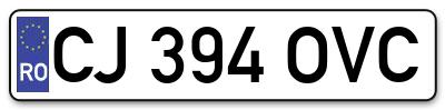 Placuta inmatriculare numar auto  CJ-394-OVC, CJ 394 OVC, CJ394OVC