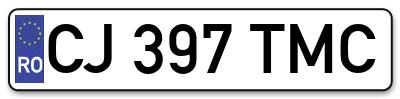 Placuta inmatriculare numar auto  CJ-397-TMC, CJ 397 TMC, CJ397TMC