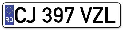Placuta inmatriculare numar auto  CJ-397-VZL, CJ 397 VZL, CJ397VZL