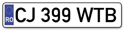 Placuta inmatriculare numar auto  CJ-399-WTB, CJ 399 WTB, CJ399WTB