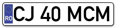 Placuta inmatriculare numar auto  CJ-40-MCM, CJ 40 MCM, CJ40MCM