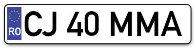 Placuta inmatriculare numar auto  CJ-40-MMA, CJ 40 MMA, CJ40MMA