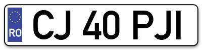 Placuta inmatriculare numar auto  CJ-40-PJI, CJ 40 PJI, CJ40PJI