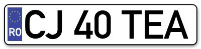 Placuta inmatriculare numar auto  CJ-40-TEA, CJ 40 TEA, CJ40TEA
