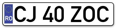 Placuta inmatriculare numar auto  CJ-40-ZOC, CJ 40 ZOC, CJ40ZOC