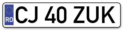 Placuta inmatriculare numar auto  CJ-40-ZUK, CJ 40 ZUK, CJ40ZUK