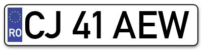 Placuta inmatriculare numar auto  CJ-41-AEW, CJ 41 AEW, CJ41AEW