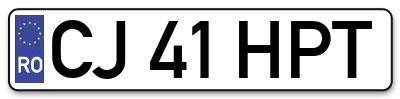 Placuta inmatriculare numar auto  CJ-41-HPT, CJ 41 HPT, CJ41HPT