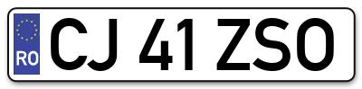Placuta inmatriculare numar auto  CJ-41-ZSO, CJ 41 ZSO, CJ41ZSO