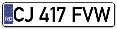 Placuta inmatriculare numar auto  CJ-417-FVW, CJ 417 FVW, CJ417FVW
